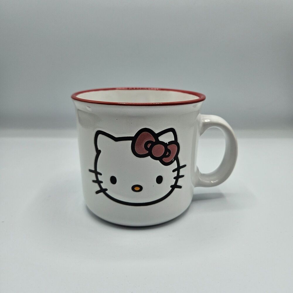 Hello Kitty Red‎ Rim Ceramic Mug by Silver Buffalo 20oz Coffee Cup Sanrio NEW